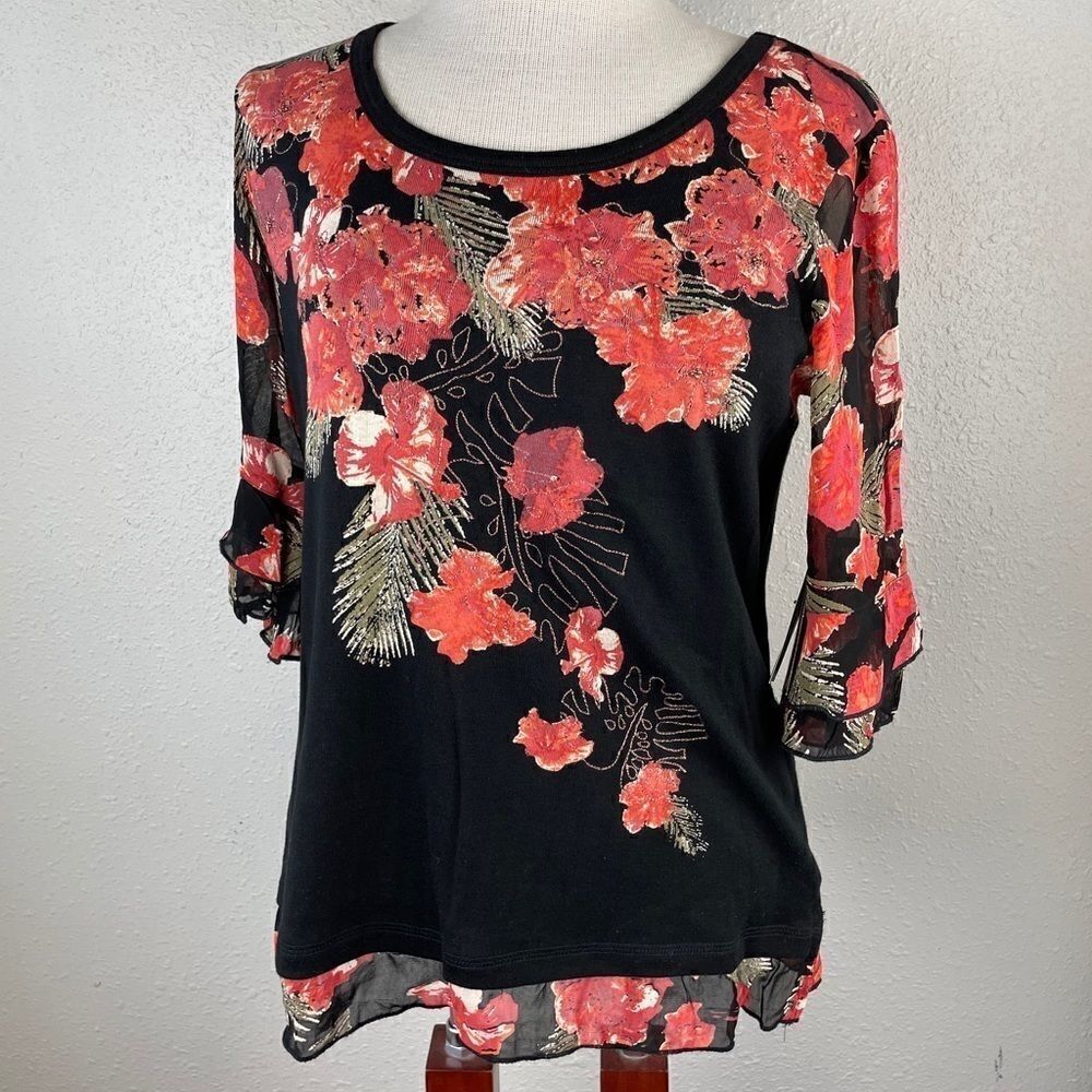 NWT Multiples Floral Blouse Top Size M